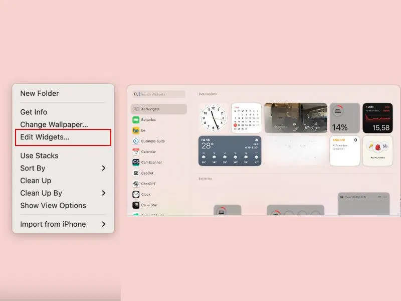 tối ưu macbook với widget